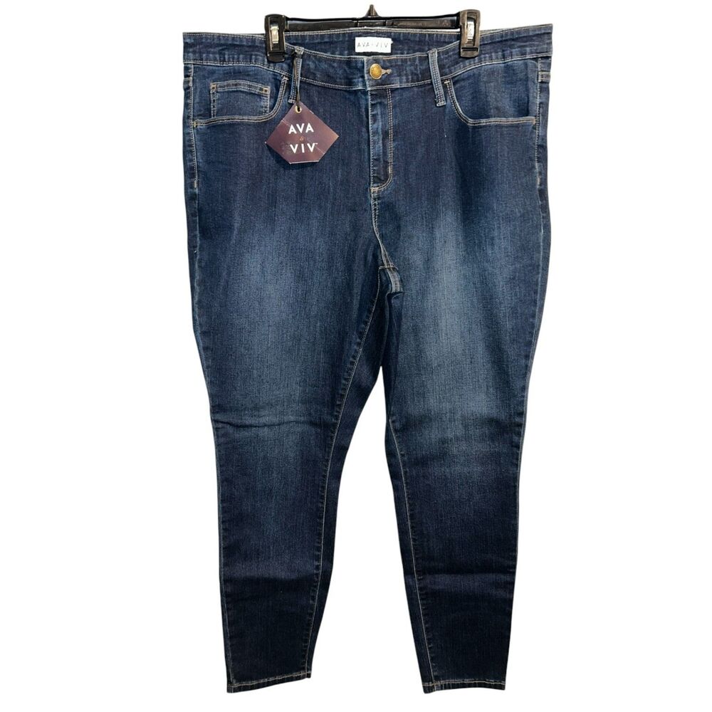 Ava & Viv 20W Dark Wash Skinny Jeans Stretch Denim Plus Size NWT